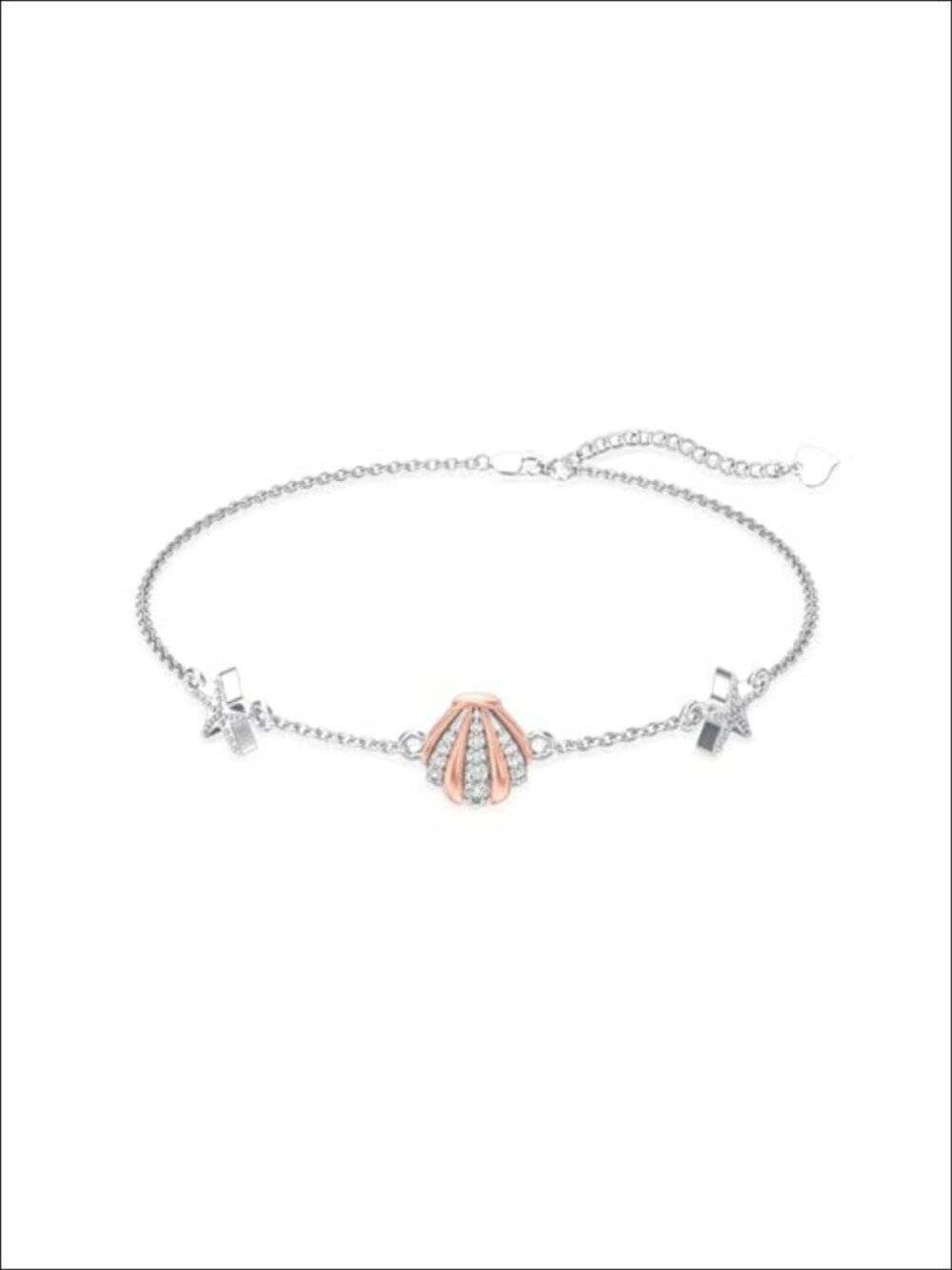 Sterling Silver Starfish Shell Bracelet Lab Grown Diamond Beach Jewelry